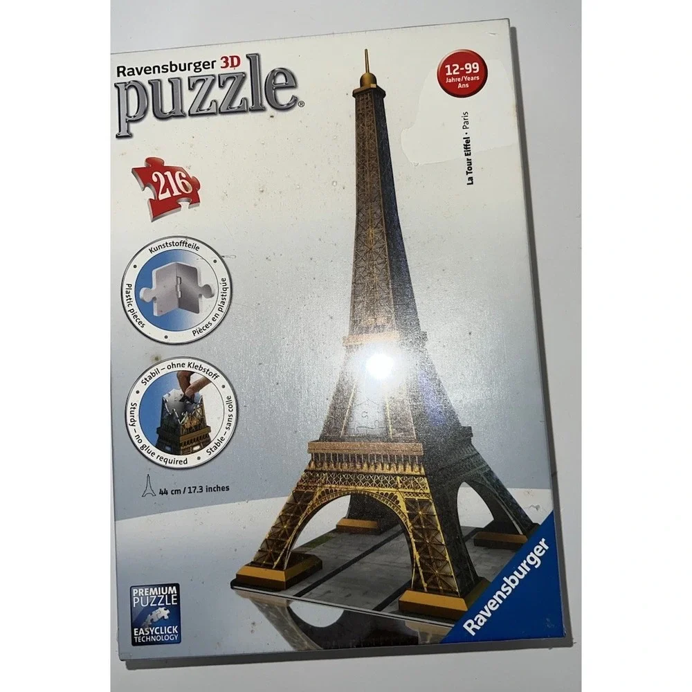 Puzzle RAVENSBURGER EIFFEL TOWER 216 PC 3D JIGSAW FACTORY SEALED Germany (3/b18)
